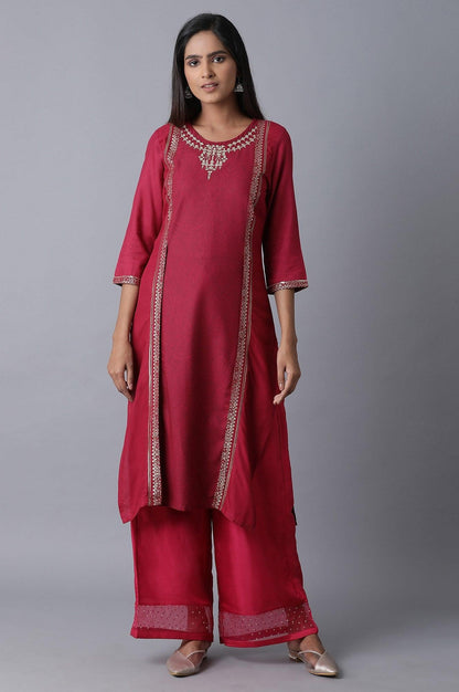 Maroon Printed Layer kurta - wforwoman
