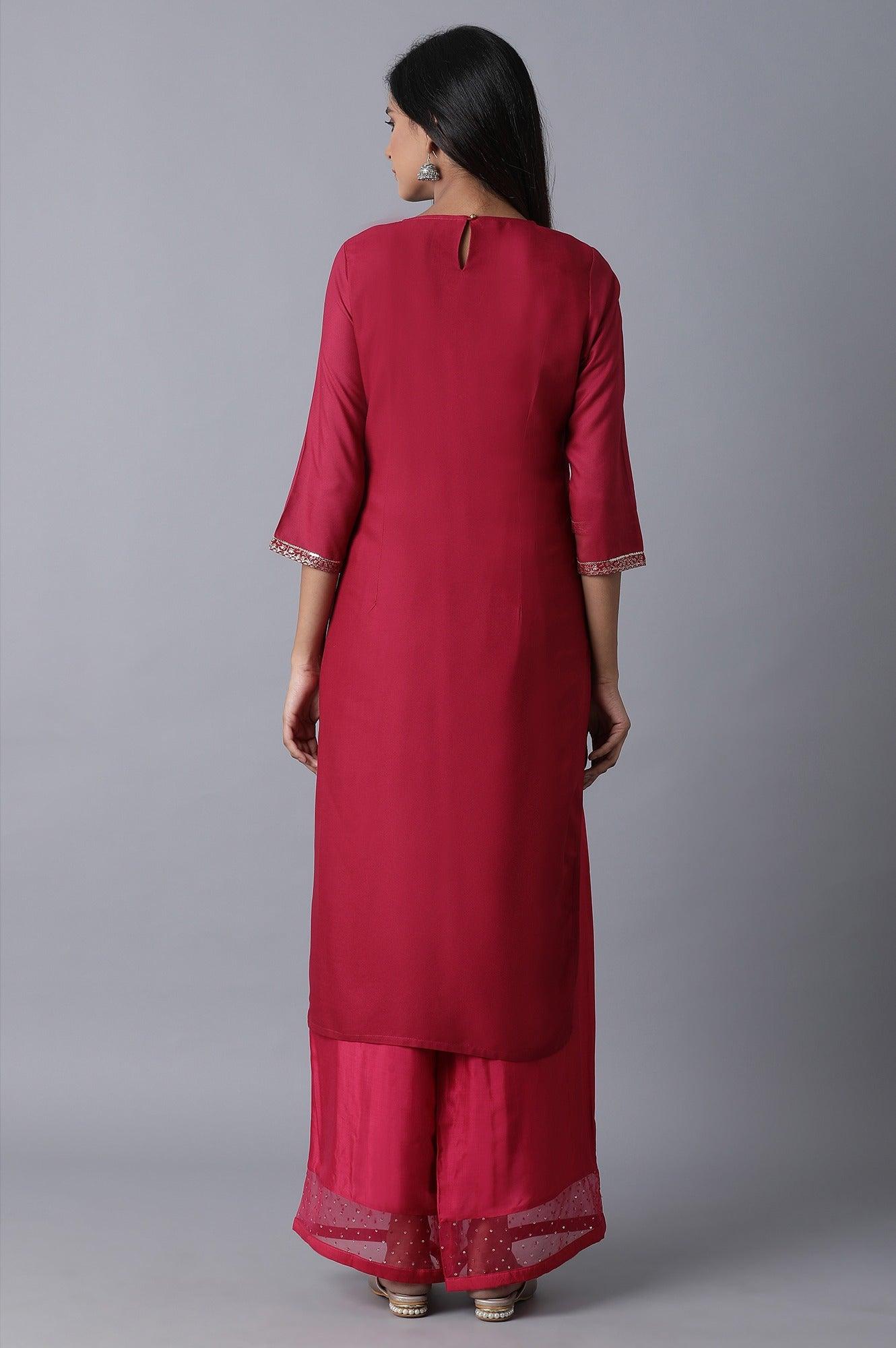 Maroon Printed Layer kurta - wforwoman