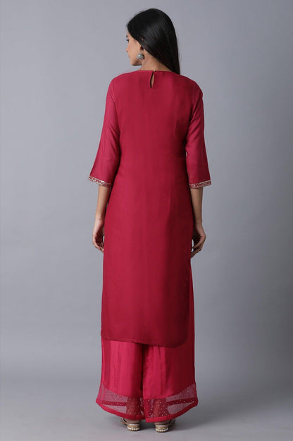 Maroon Printed Layer kurta - wforwoman