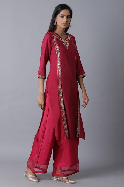 Maroon Printed Layer kurta - wforwoman