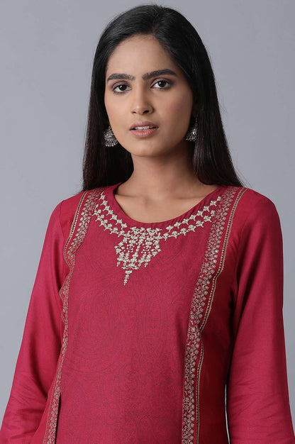 Maroon Printed Layer kurta - wforwoman