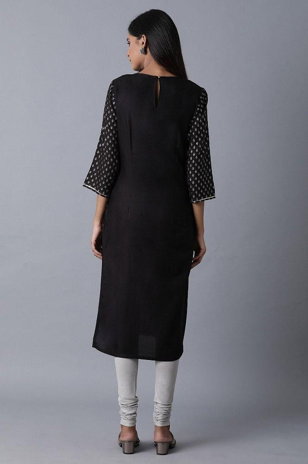 Black Glitter Printed kurta