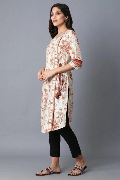 Ecru A-Line kurta - wforwoman