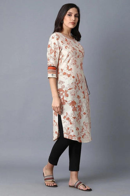 Ecru A-Line kurta - wforwoman