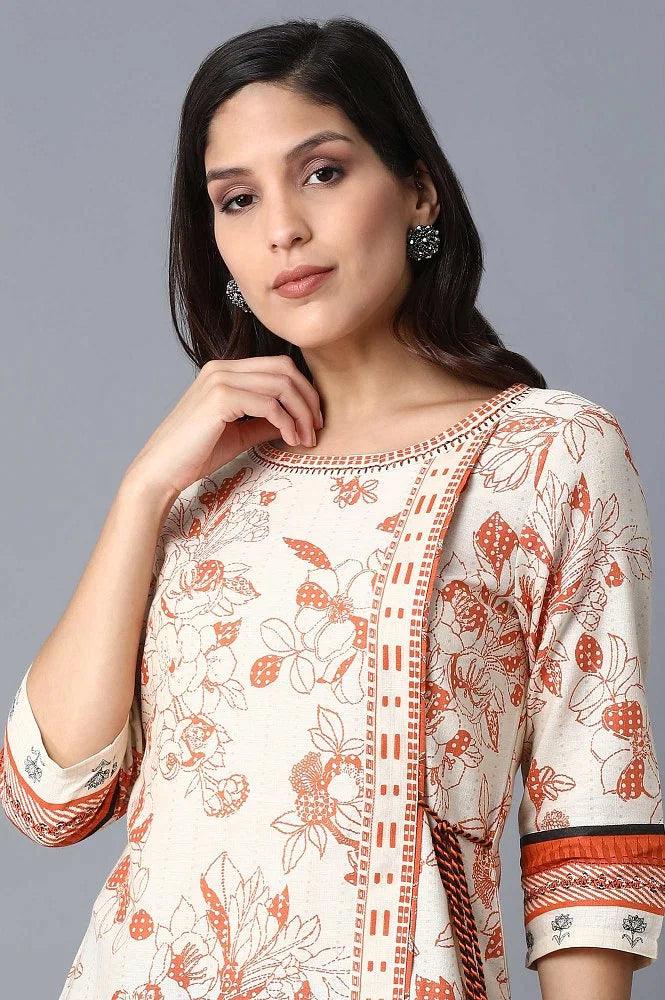Ecru A-Line kurta - wforwoman