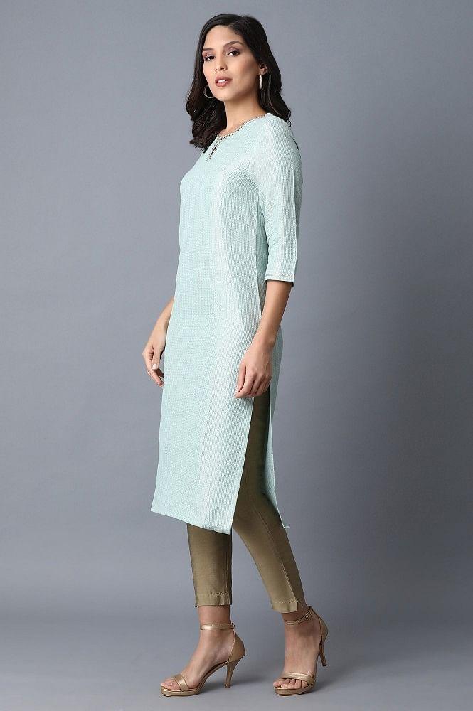 Teal Straight kurta - wforwoman