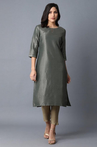 Green Straight kurta - wforwoman