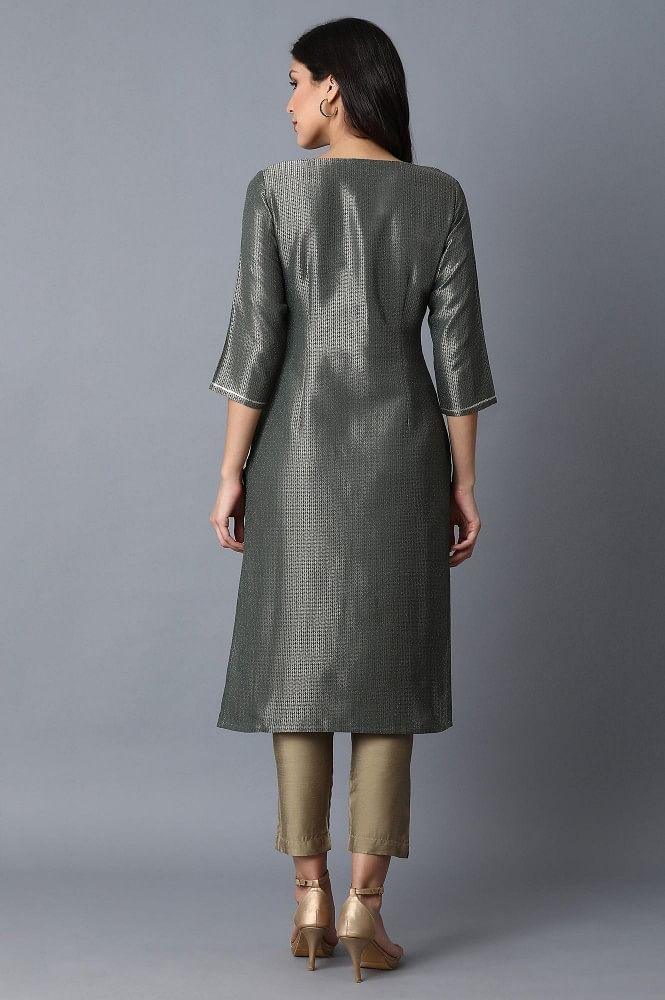 Green Straight kurta - wforwoman