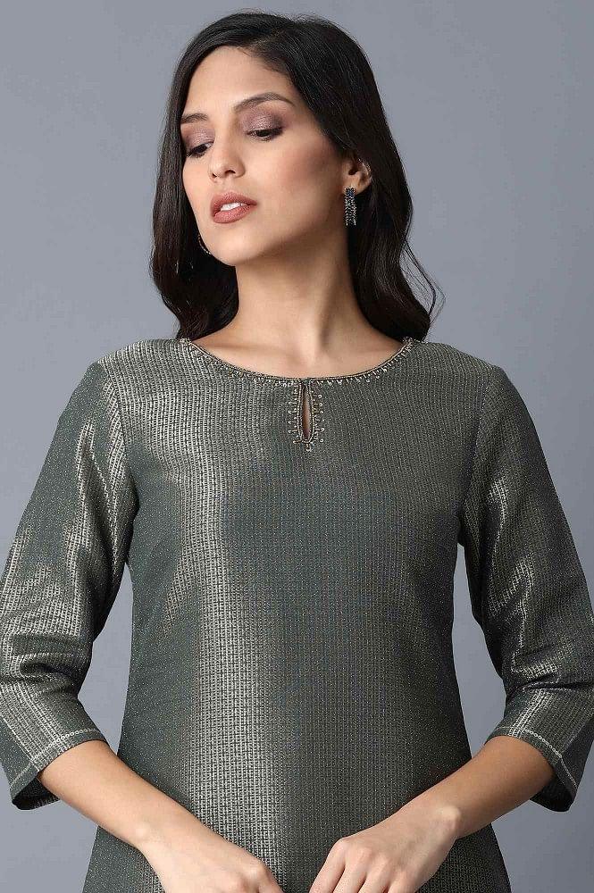 Green Straight kurta - wforwoman