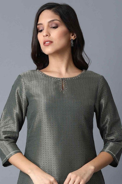 Green Straight kurta - wforwoman
