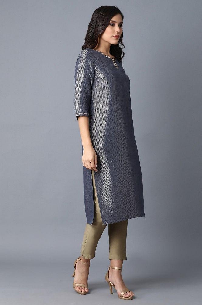 Blue Straight kurta - wforwoman