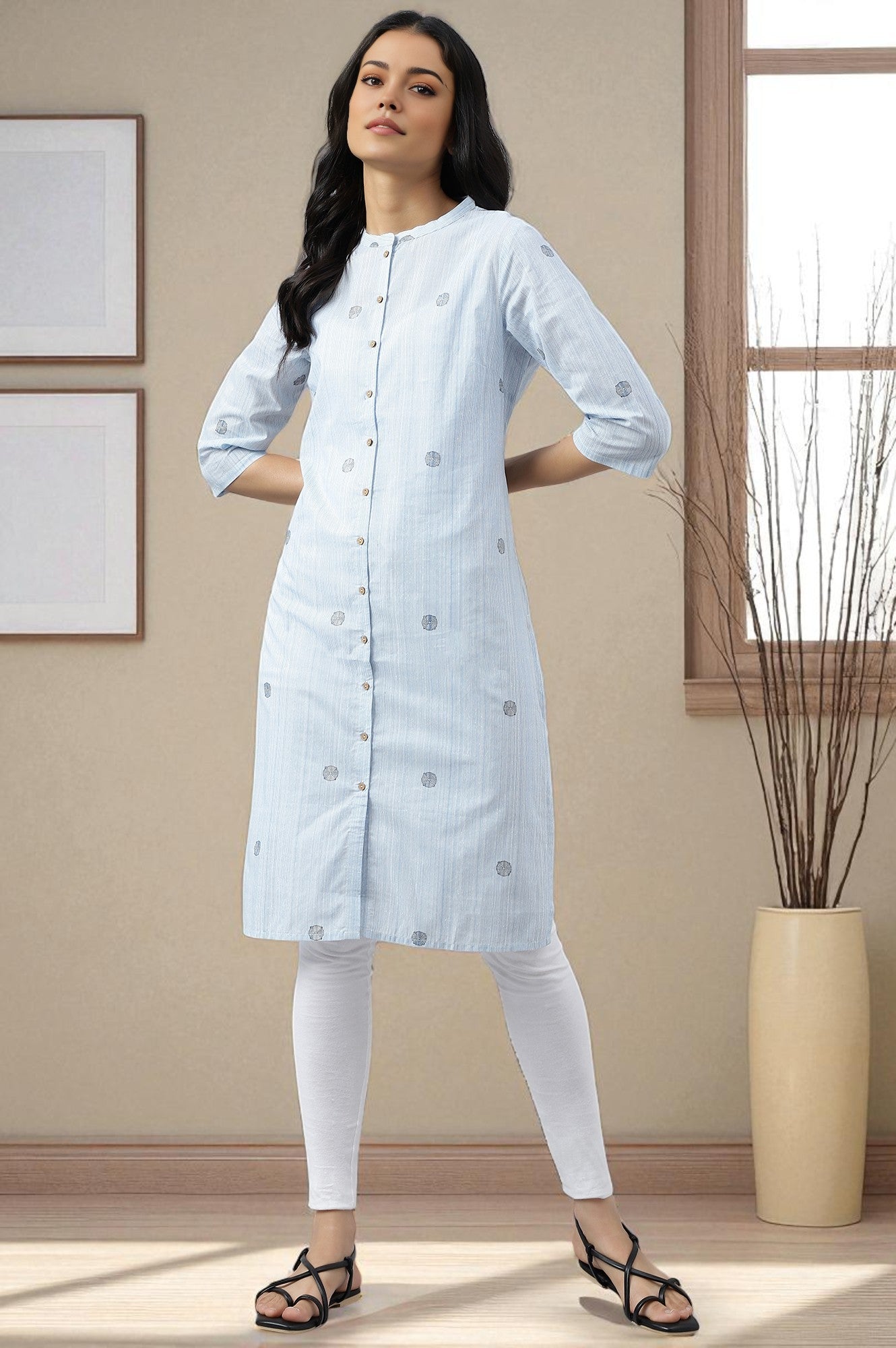 Light Blue Printed kurta