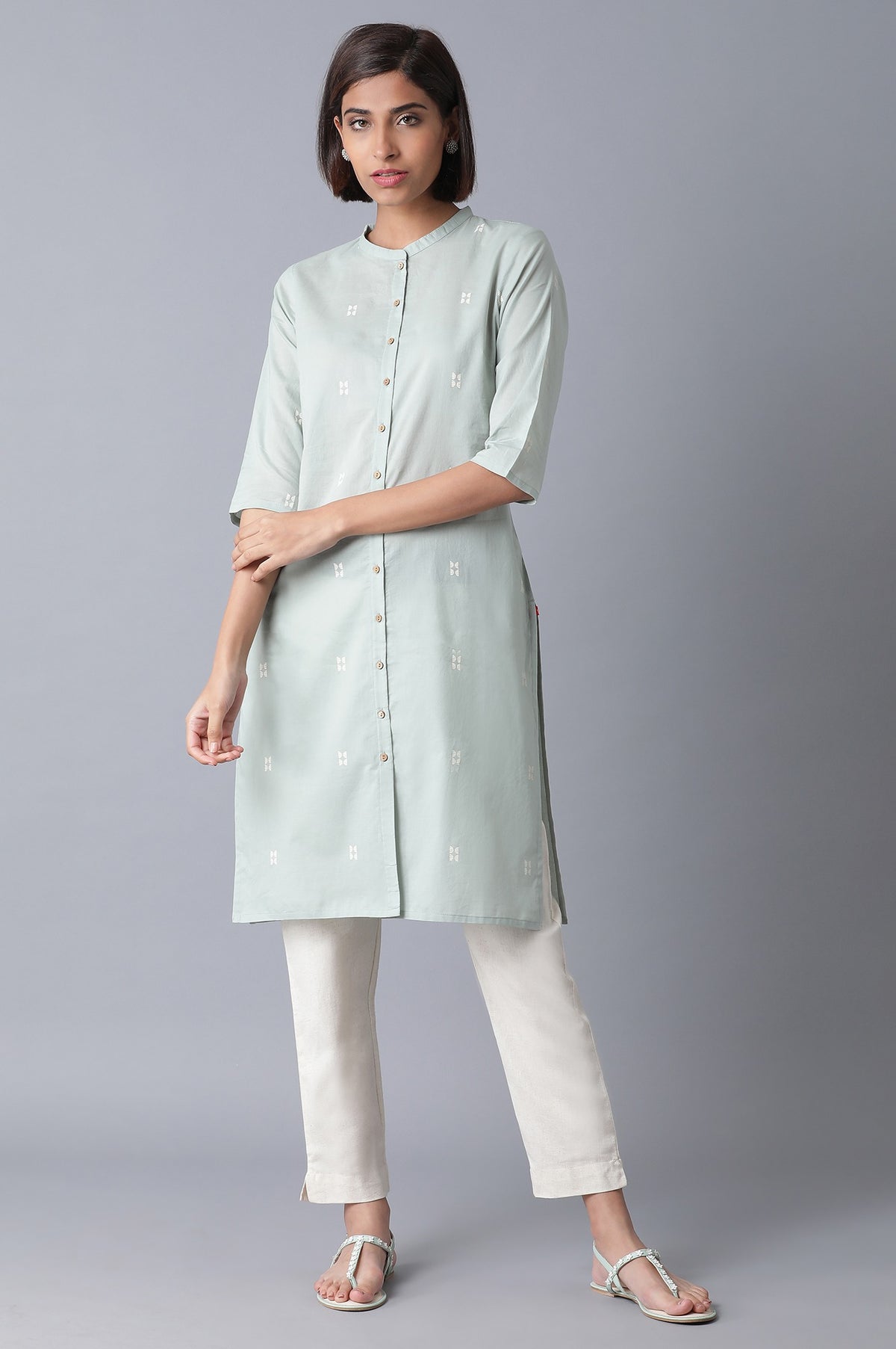 Olive Green Printed kurta - XS