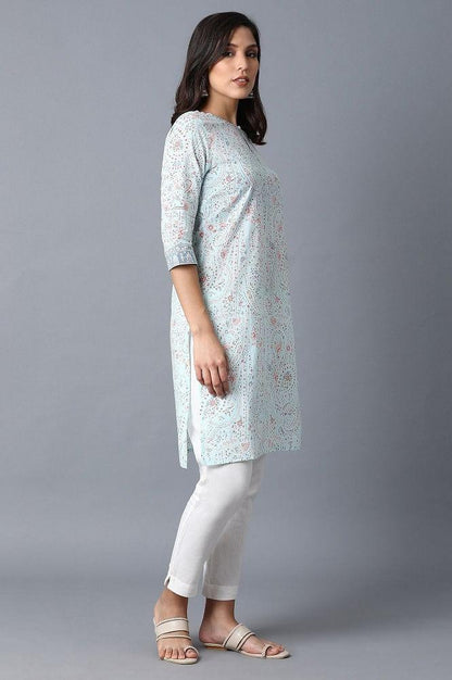 Blue Printed kurta - wforwoman