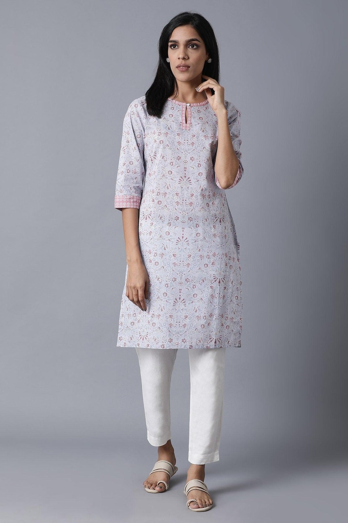 Light Purple Printed kurta - XS