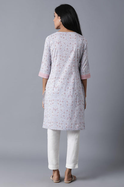 Light Purple Printed kurta - wforwoman