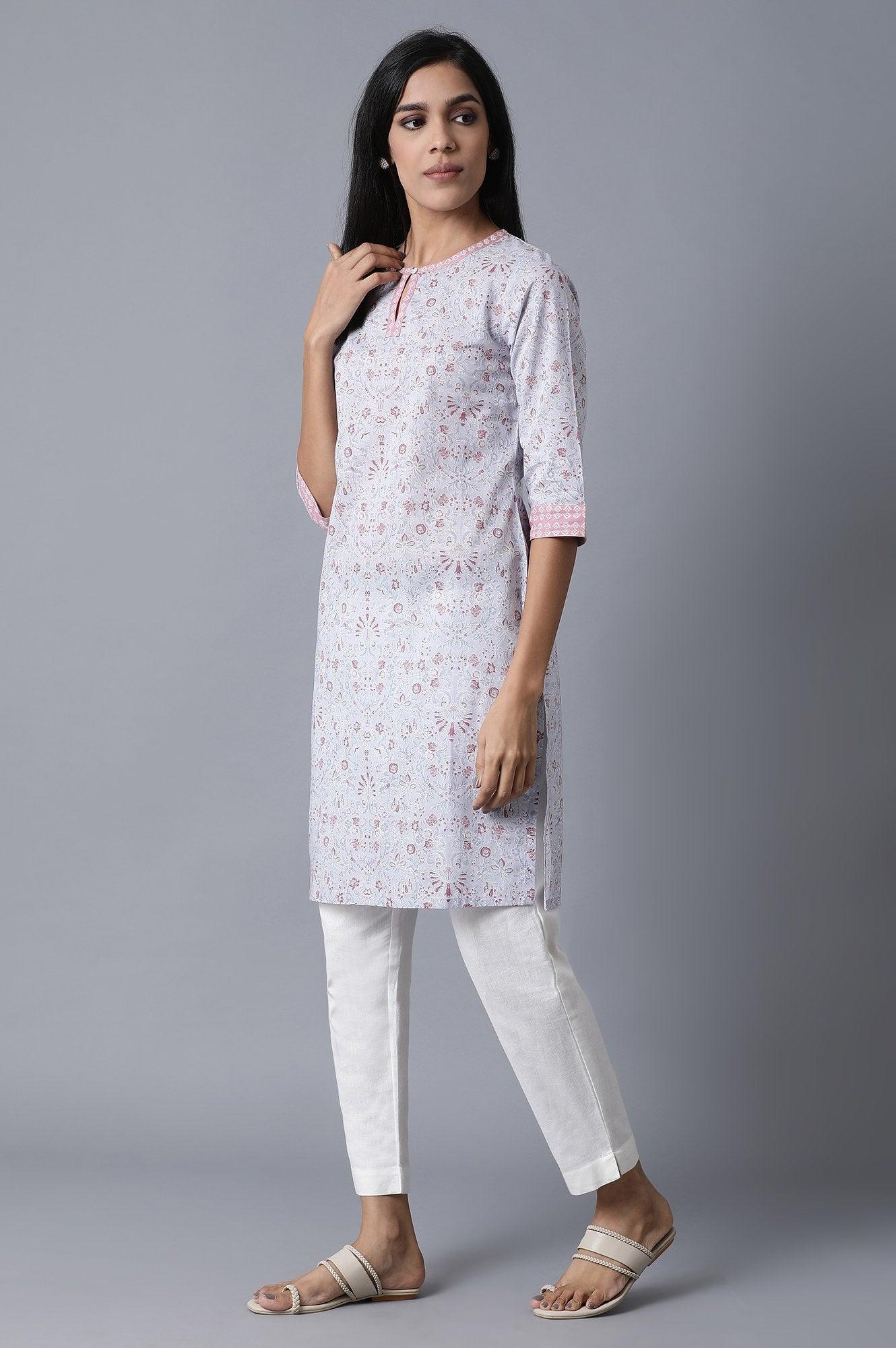 Light Purple Printed kurta - wforwoman