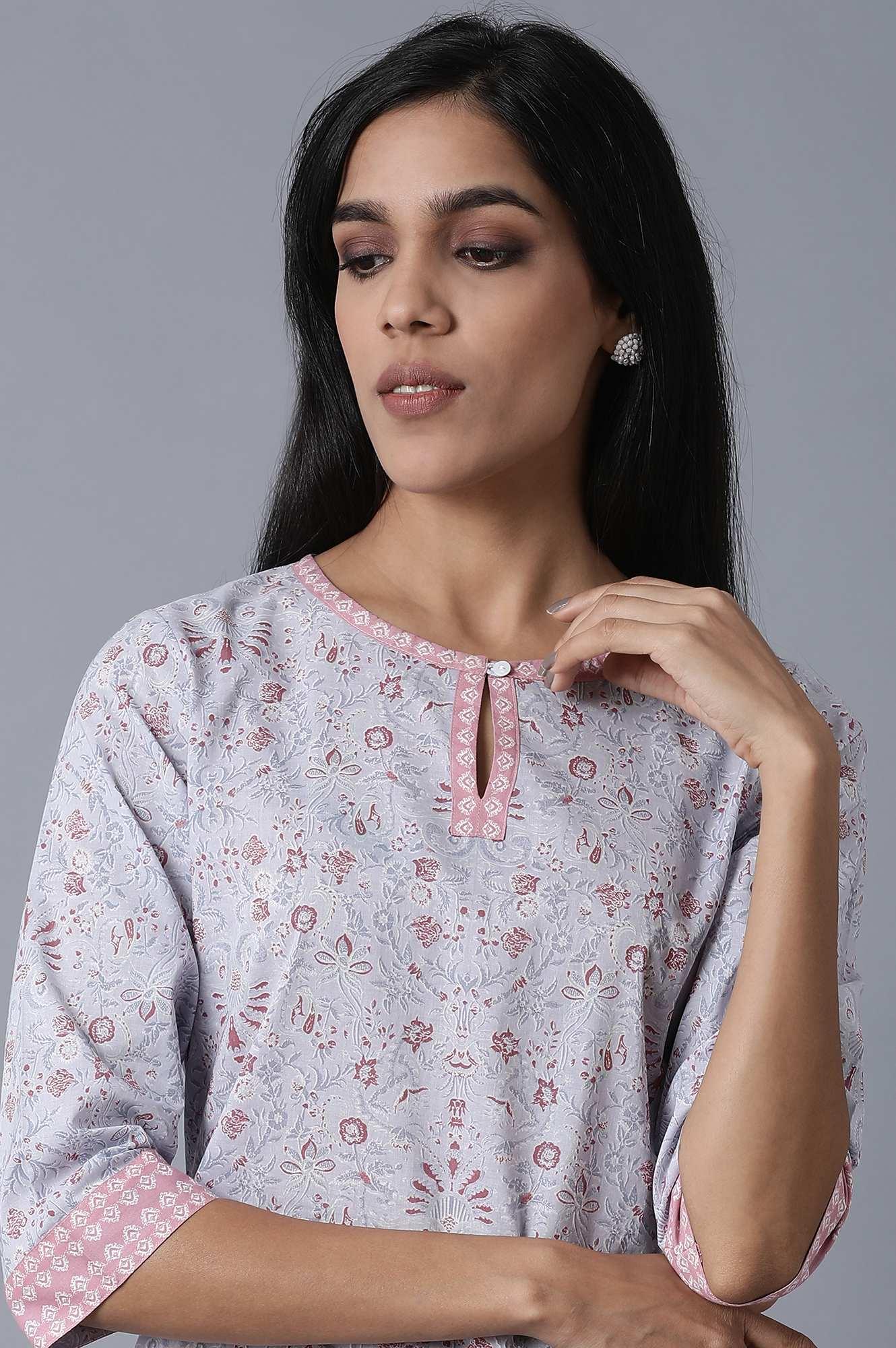Light Purple Printed kurta - wforwoman
