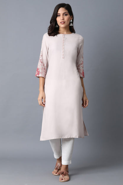 Pink Paisley Straight Rayon Kurta