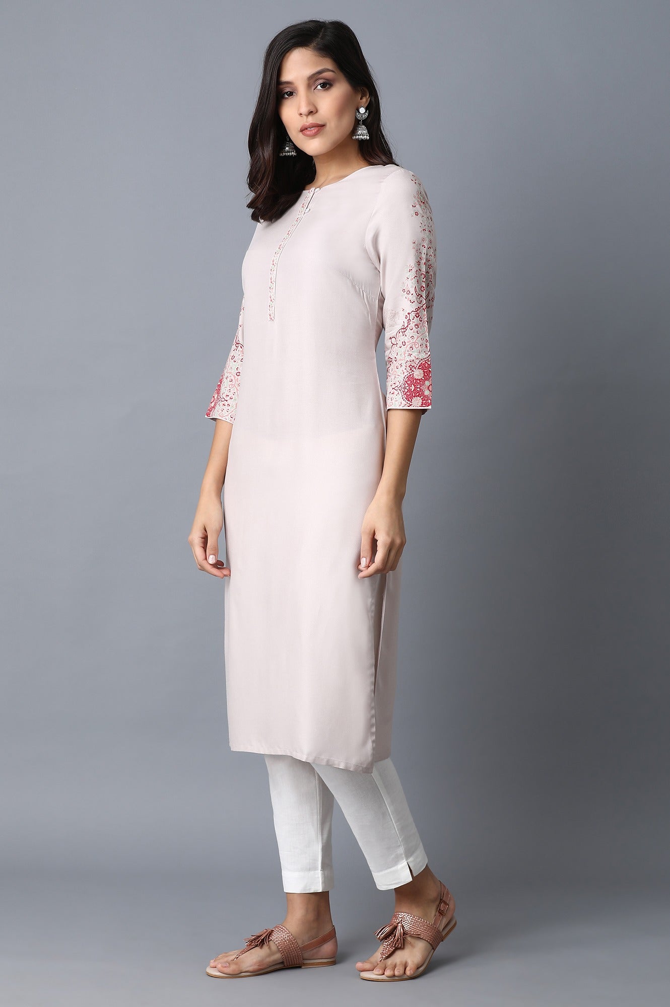 Pink Paisley Straight Rayon Kurta