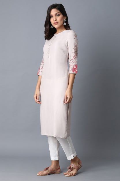 Pink Paisley Straight Rayon Kurta
