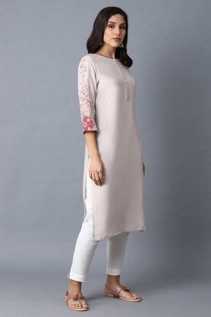Pink Paisley Straight Rayon Kurta