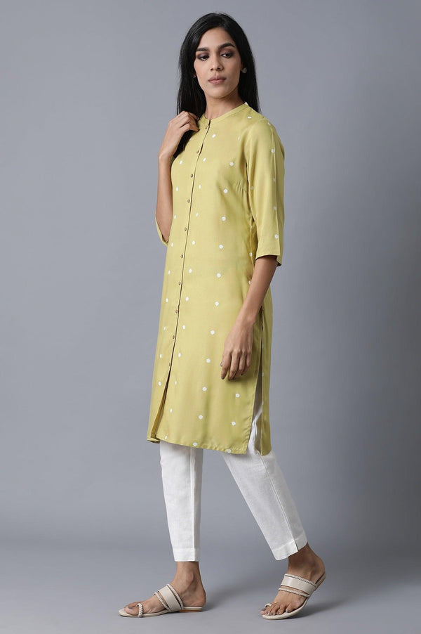 Lime Green Polka Print kurta
