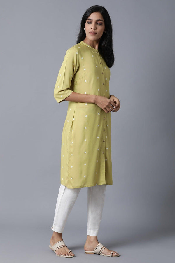 Lime Green Polka Print kurta