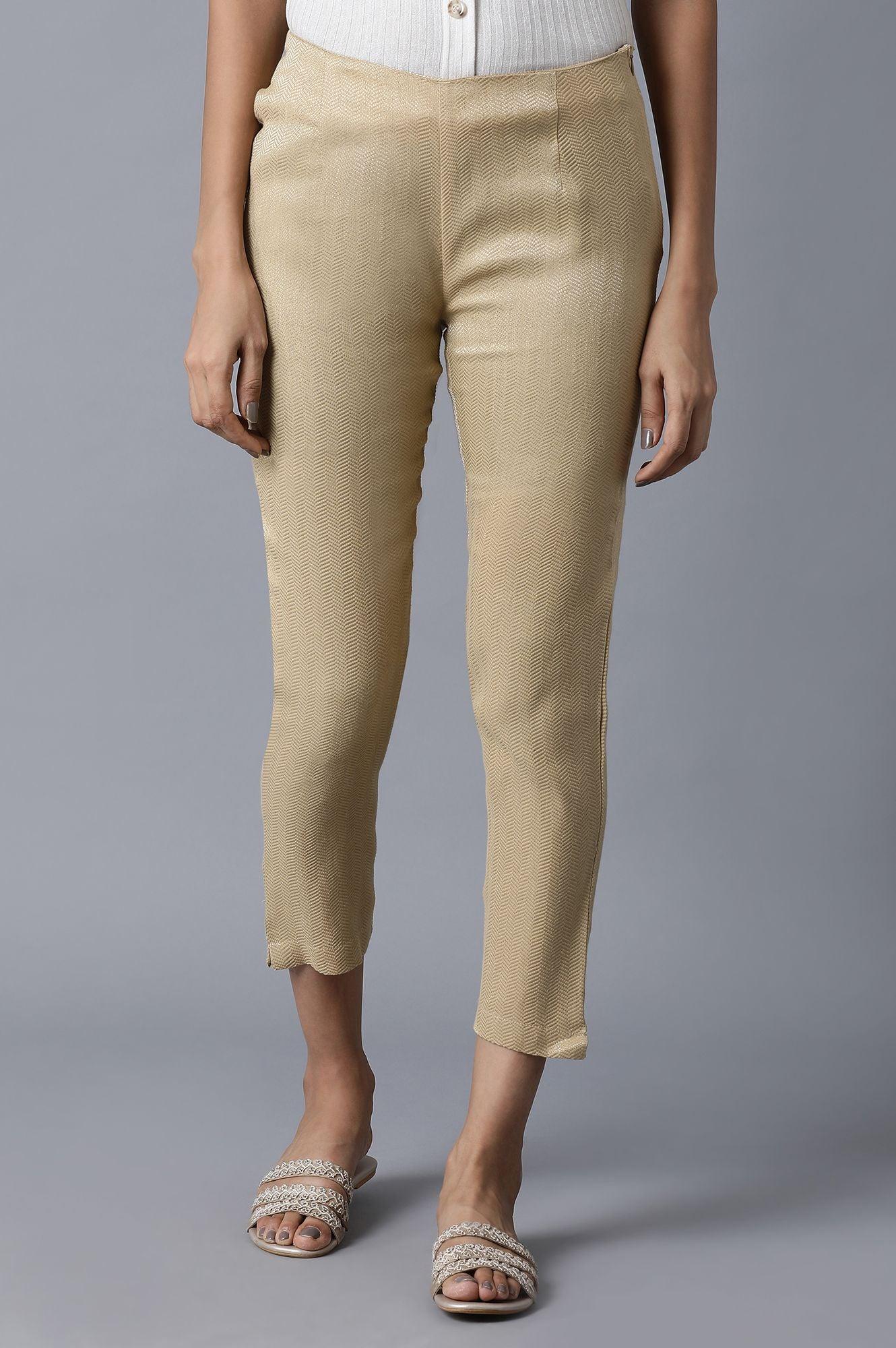 Gold Zari Slim Pants - wforwoman