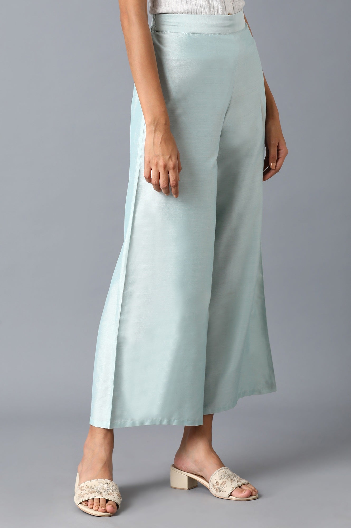 Navy Blue Thread Work Straight Kurta and Parallel Pant Set