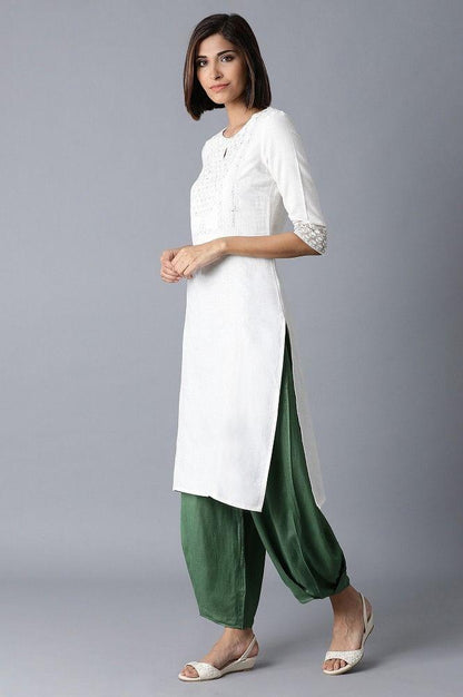 ELM Green Solid Pleated Carrot Pants - wforwoman