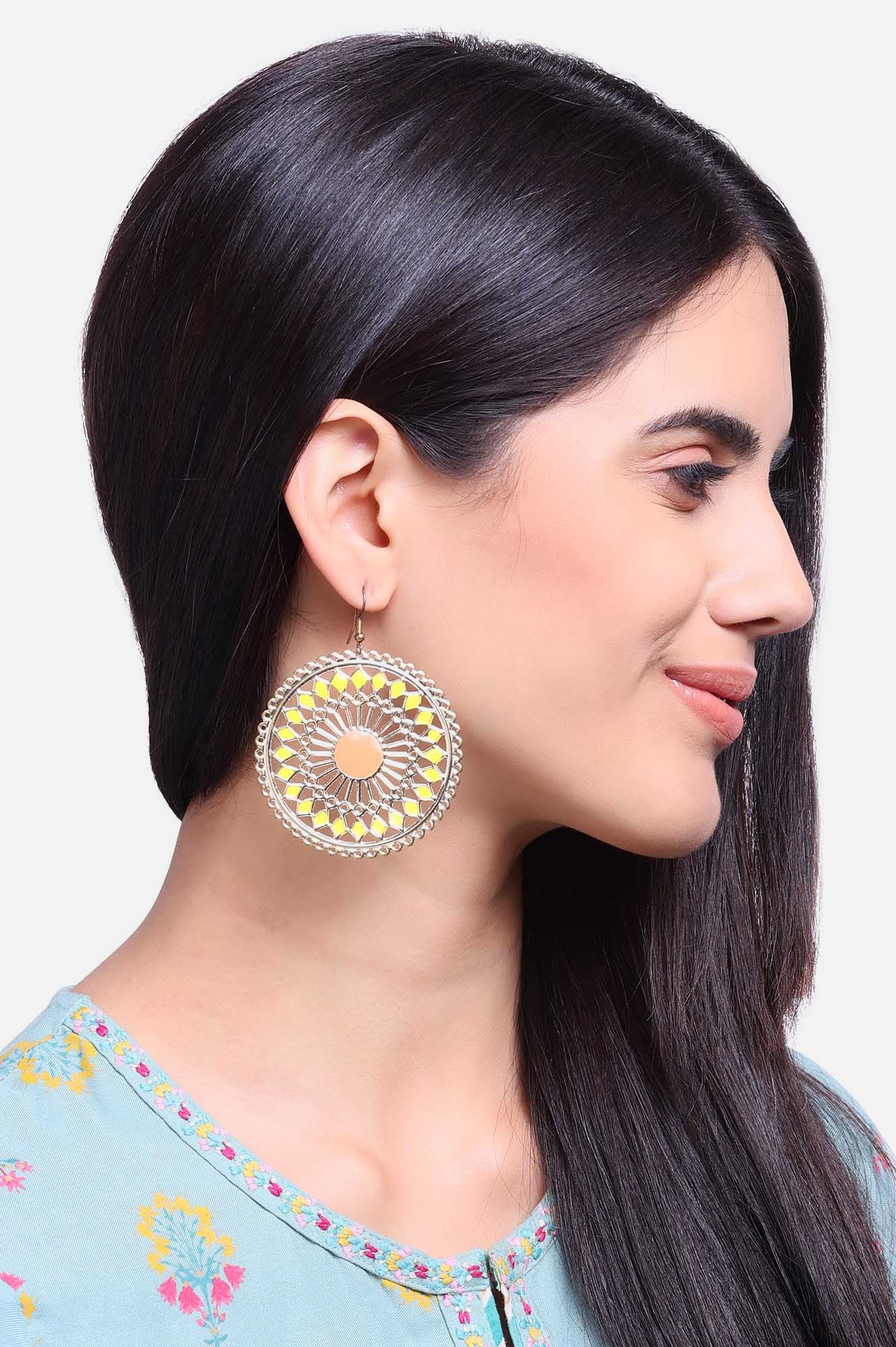 Yellow Filigree Handmade Danglers