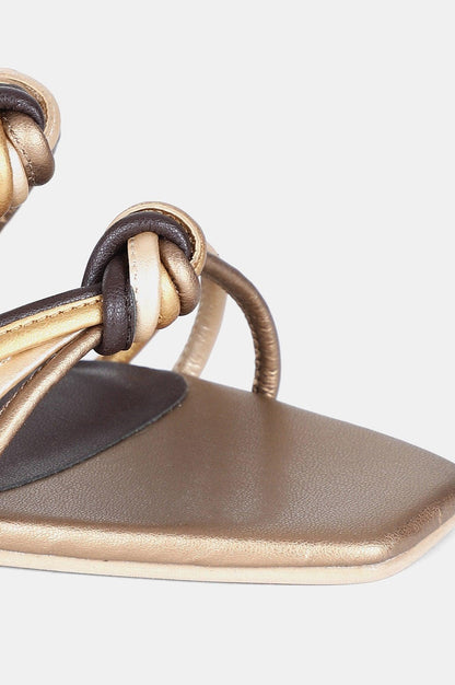 Gold Multi Square Toe Solid Kitten Heel - WMAISIE - wforwoman