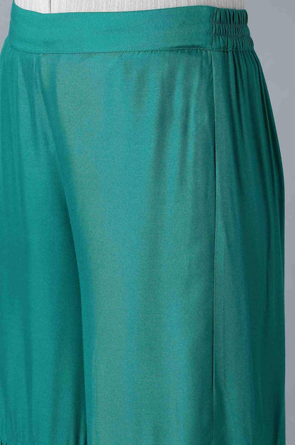 Signature Green Embroidered kurta-Printed Sharara Set - wforwoman