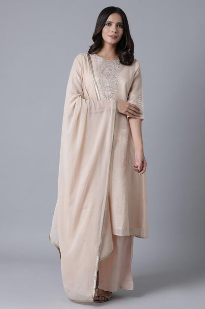 Pink Striped kurta-Parallel Pants Set - wforwoman