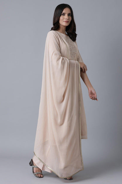 Pink Striped kurta-Parallel Pants Set - wforwoman