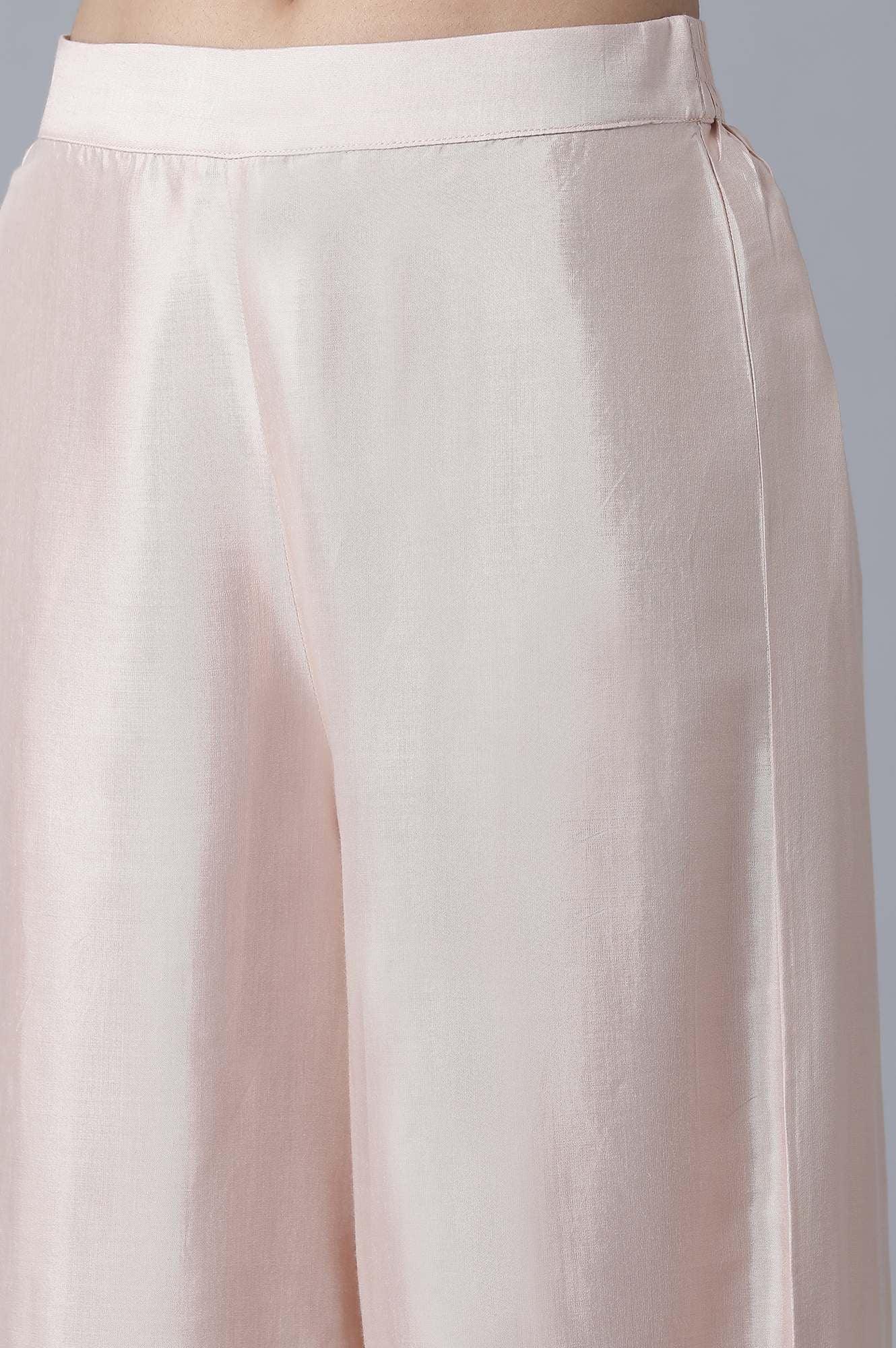 Pink Striped kurta-Parallel Pants Set - wforwoman