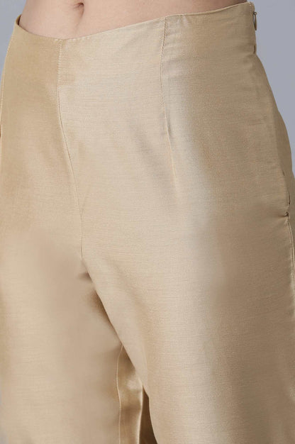 Chilli Red Zari Dobby Straight Kurta-Slim Pant Set With Dupatta