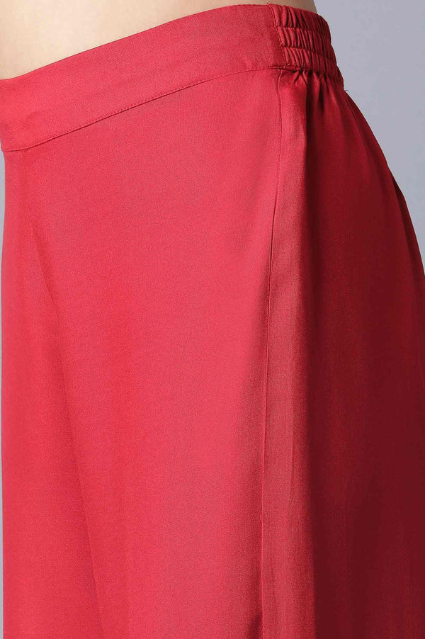 Red Printed kurta-Parallel Pant Set