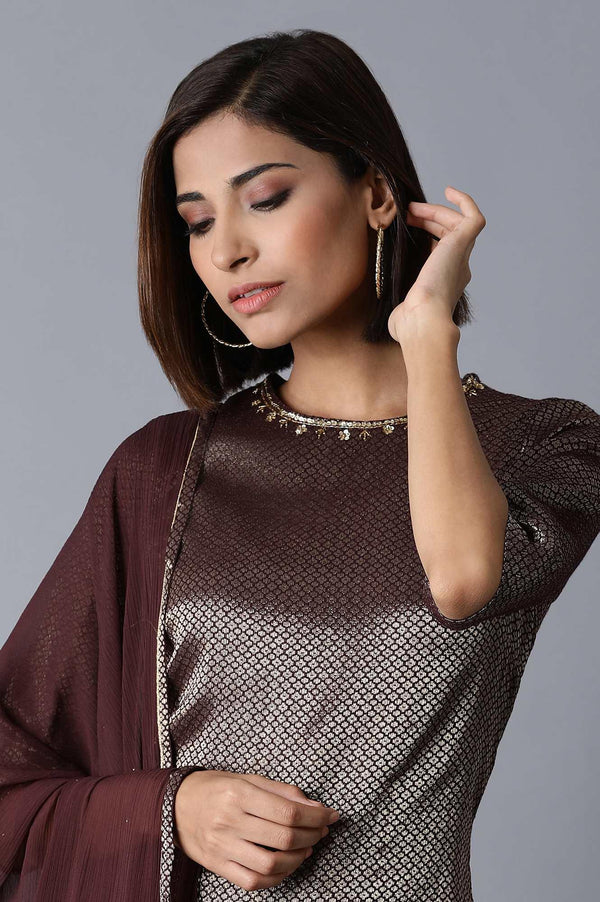 Dark Purple kurta-Sharara-Dupatta Set