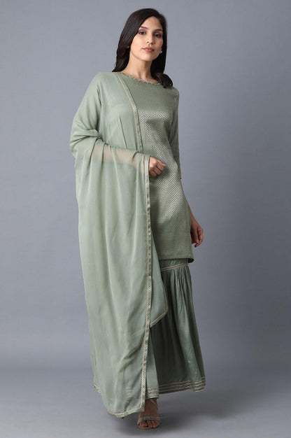 Signature Green kurta-Sharara-Dupatta Set - wforwoman
