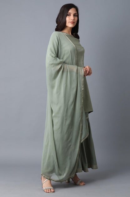 Signature Green kurta-Sharara-Dupatta Set - wforwoman