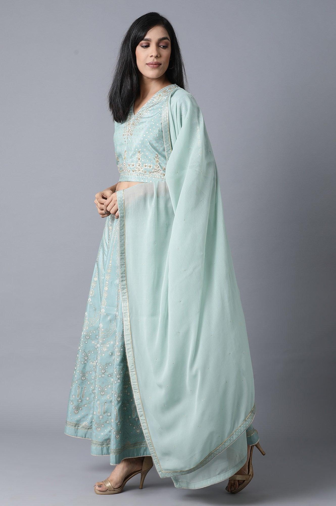 Blue Skirt-Top Set - wforwoman