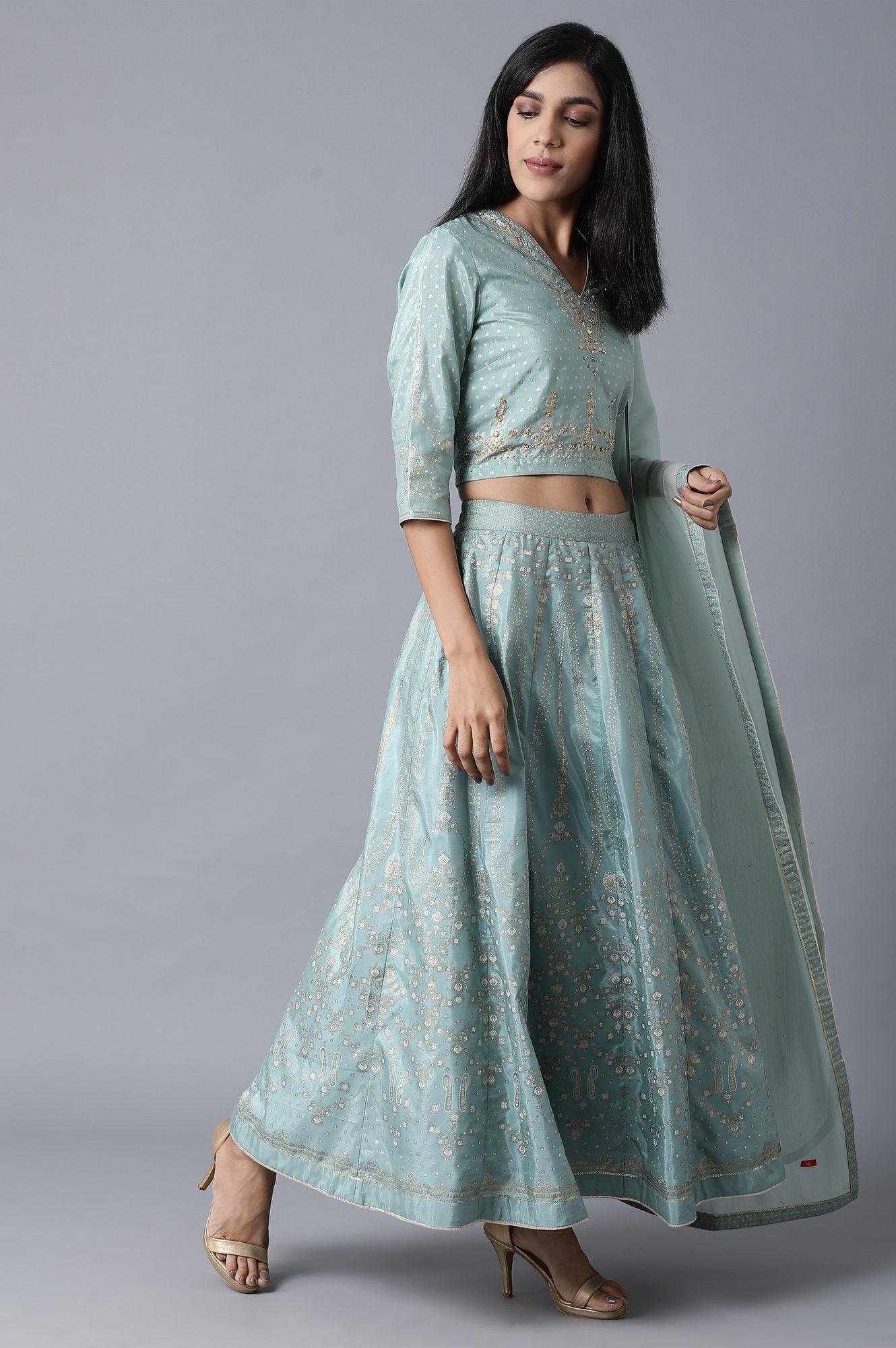 Blue Skirt-Top Set - wforwoman