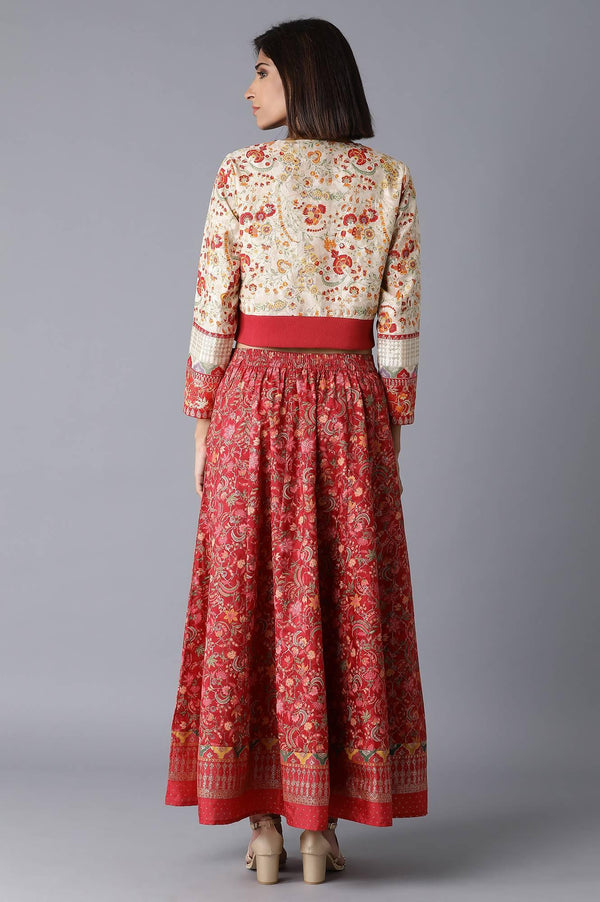 Ecru Bomber Jacket-Kalidar Skirt Set