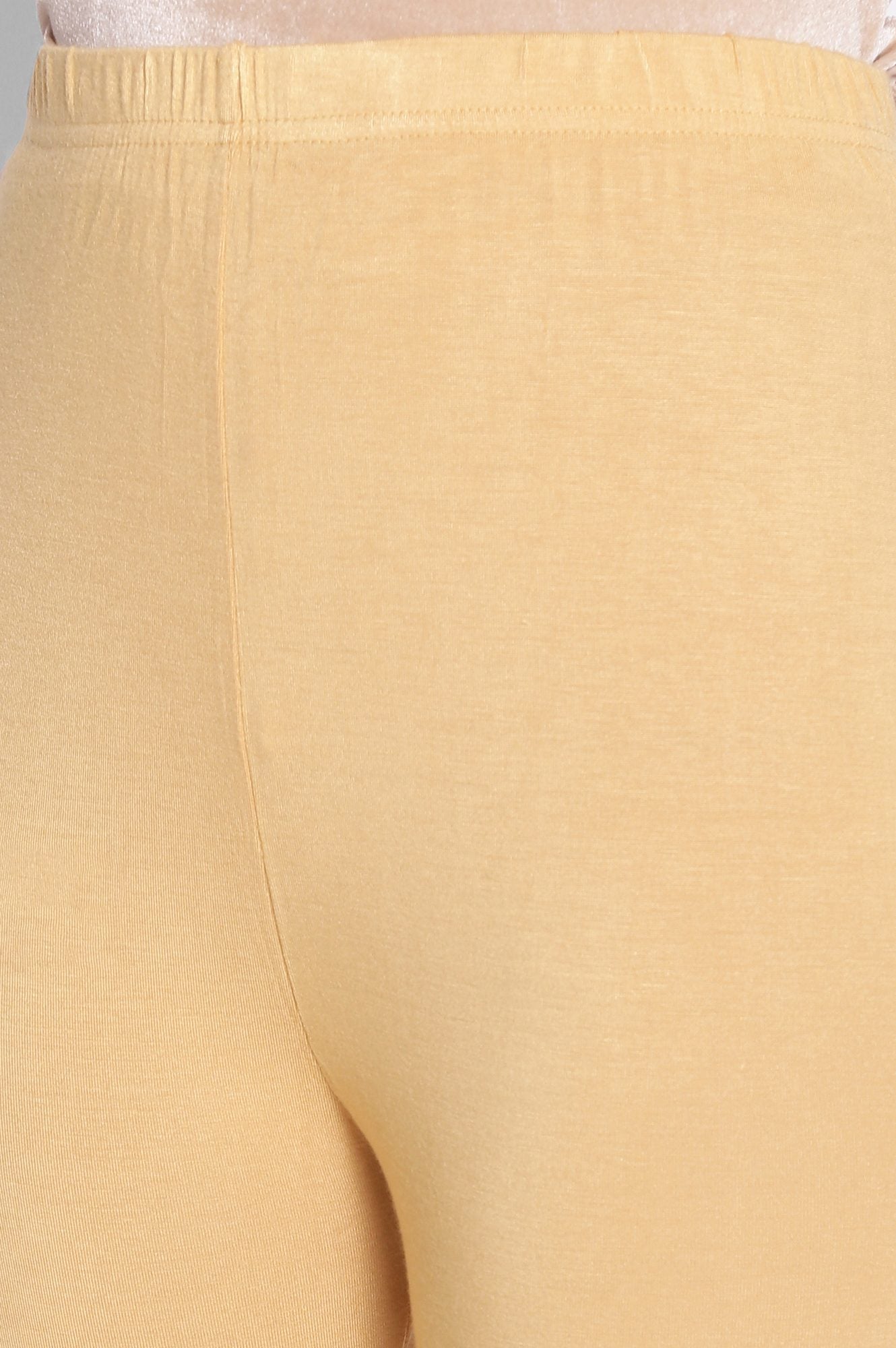 Gold Solid Knitted Women Churidar