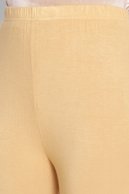 Gold Solid Knitted Women Churidar