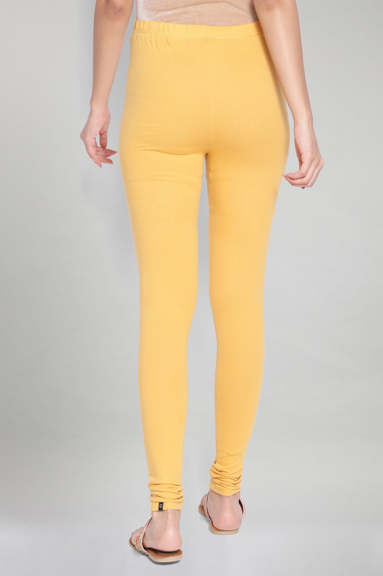 Yellow Solid Knitted Women Churidar