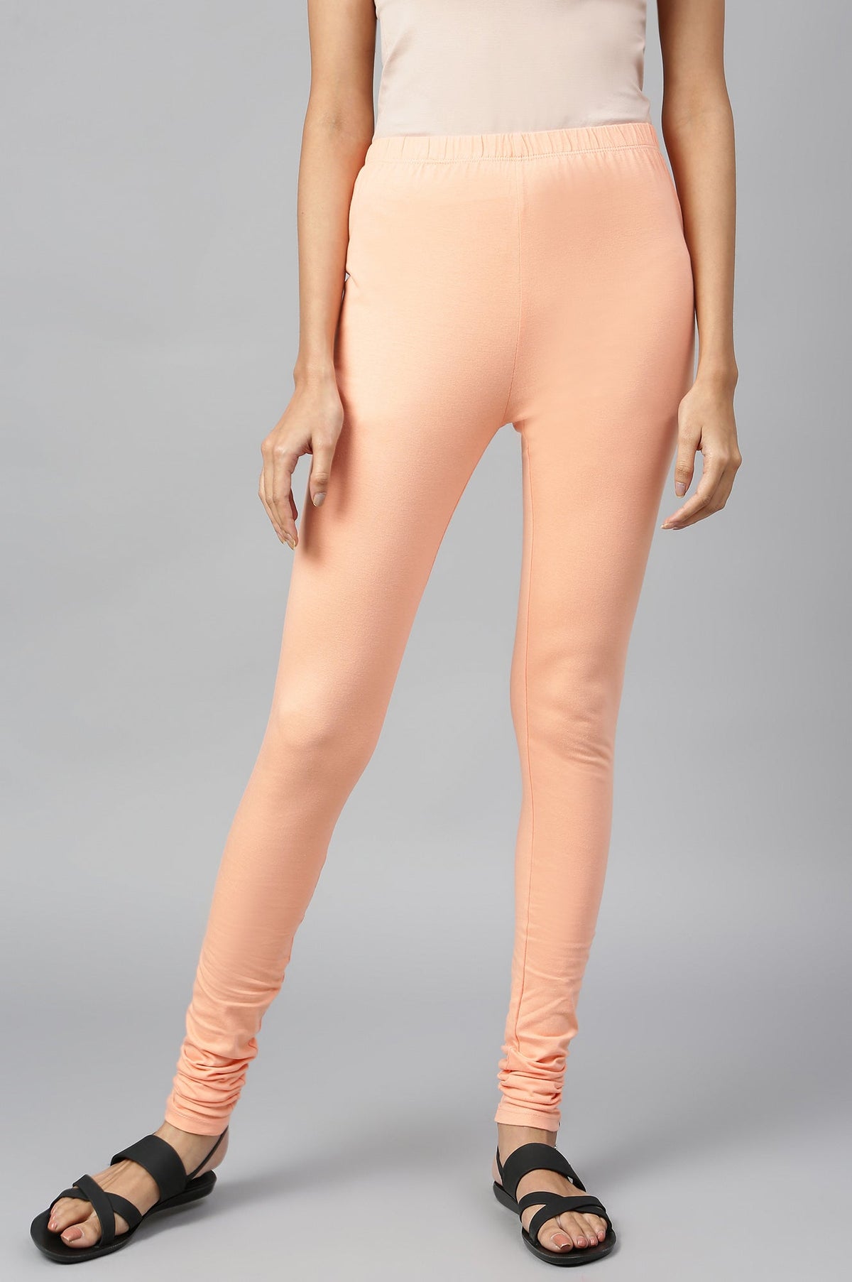 Elleven Women's Orange Skin Fit Churidar - M