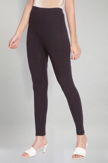 Black Solid Skinny Fit Tights With Elasticated Waistband